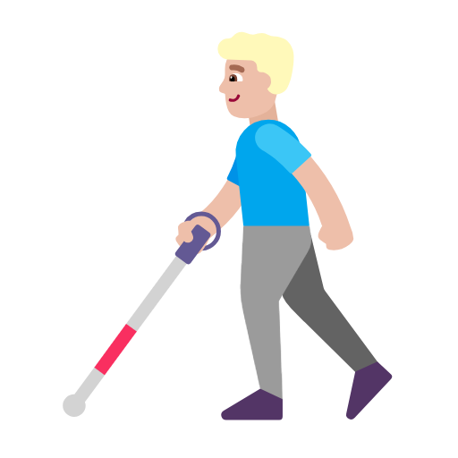Man With White Cane: Medium-Light Skin Tone on Microsoft Fluent