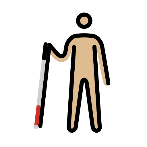 Man With White Cane: Medium-Light Skin Tone on OpenMoji