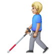 Man With White Cane: Medium-Light Skin Tone on Samsung