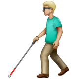 Man With White Cane: Medium-Light Skin Tone on WhatsApp