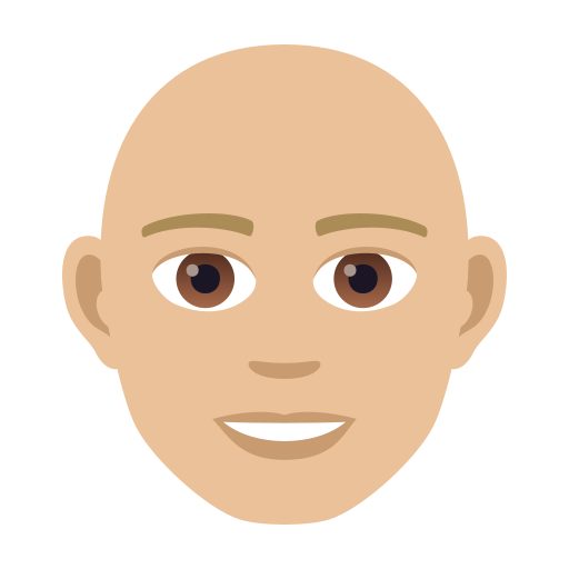 Man: Bald: Medium-Light Skin Tone on JoyPixels