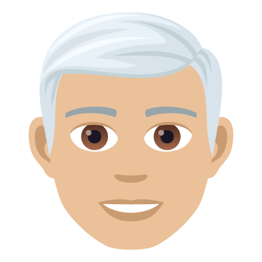 Man: White Hair: Medium-Light Skin Tone on JoyPixels