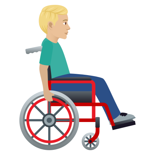 Man In Manual Wheelchair Facing Right: Medium-Light Skin Tone on JoyPixels
