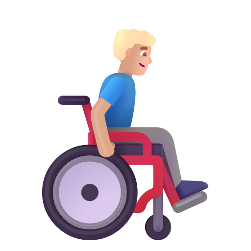 Man In Manual Wheelchair Facing Right: Medium-Light Skin Tone on Microsoft 3D