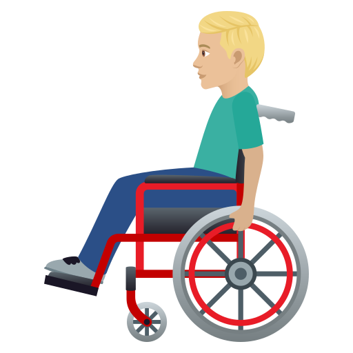 Man In Manual Wheelchair: Medium-Light Skin Tone on JoyPixels