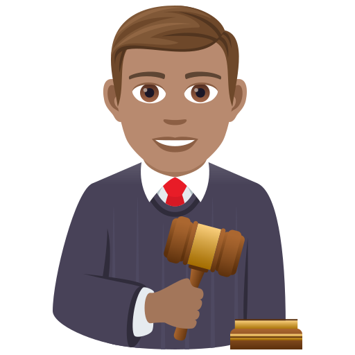 Man Judge: Medium Skin Tone on JoyPixels