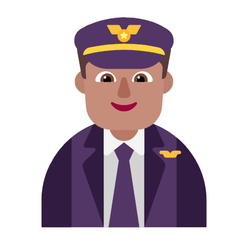 Man Pilot: Medium Skin Tone on Microsoft Fluent
