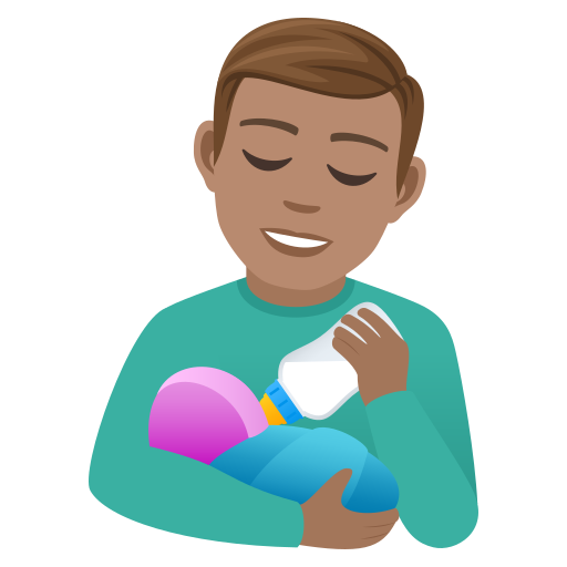 Man Feeding Baby: Medium Skin Tone on JoyPixels