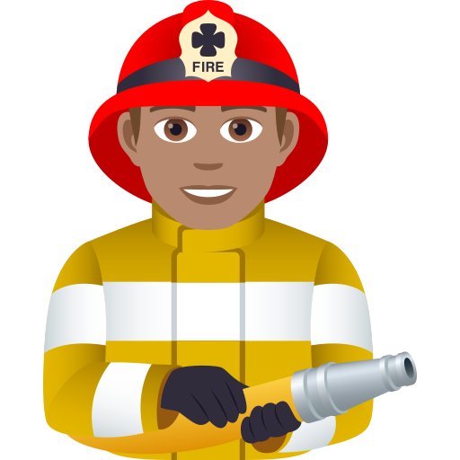 Man Firefighter: Medium Skin Tone on JoyPixels