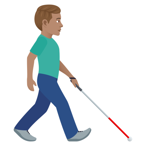 Man With White Cane Facing Right: Medium Skin Tone on JoyPixels