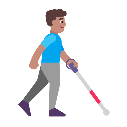 Man With White Cane Facing Right: Medium Skin Tone on Microsoft Fluent