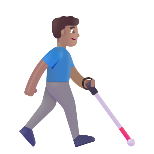 Man With White Cane Facing Right: Medium Skin Tone on Microsoft 3D