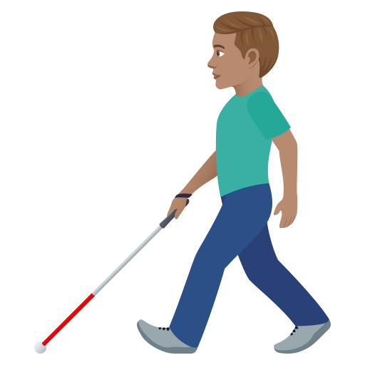 Man With White Cane: Medium Skin Tone on JoyPixels