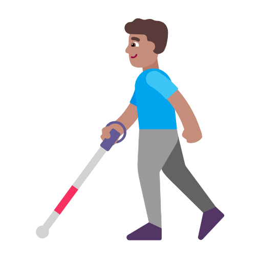 Man With White Cane: Medium Skin Tone on Microsoft Fluent