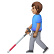 Man With White Cane: Medium Skin Tone on Samsung