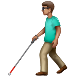 Man With White Cane: Medium Skin Tone on WhatsApp