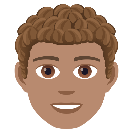 Man: Curly Hair: Medium Skin Tone on JoyPixels
