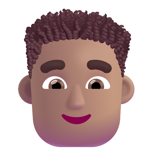 Man: Curly Hair: Medium Skin Tone on Microsoft 3D