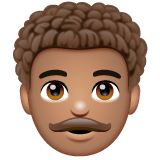 Man: Curly Hair: Medium Skin Tone on WhatsApp