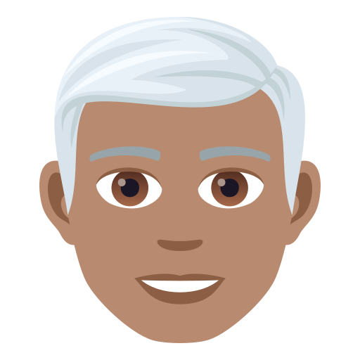 Man: White Hair: Medium Skin Tone on JoyPixels