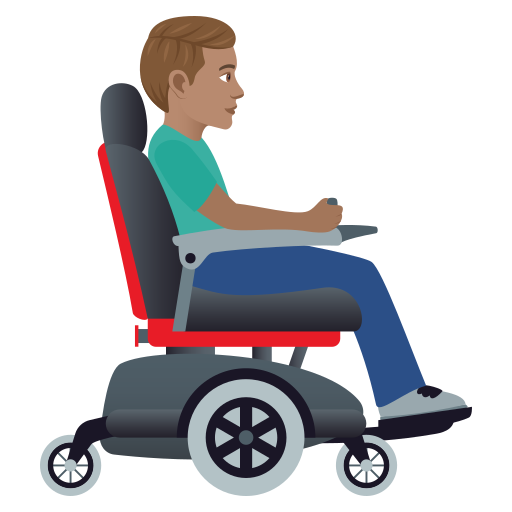 Man In Motorized Wheelchair Facing Right: Medium Skin Tone on JoyPixels