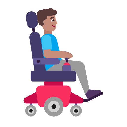 Man In Motorized Wheelchair Facing Right: Medium Skin Tone on Microsoft Fluent