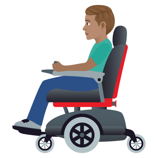 Man In Motorized Wheelchair: Medium Skin Tone on JoyPixels