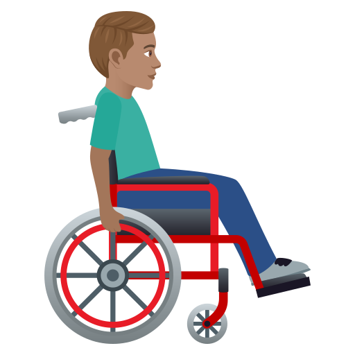 Man In Manual Wheelchair Facing Right: Medium Skin Tone on JoyPixels