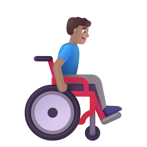 Man In Manual Wheelchair Facing Right: Medium Skin Tone on Microsoft 3D