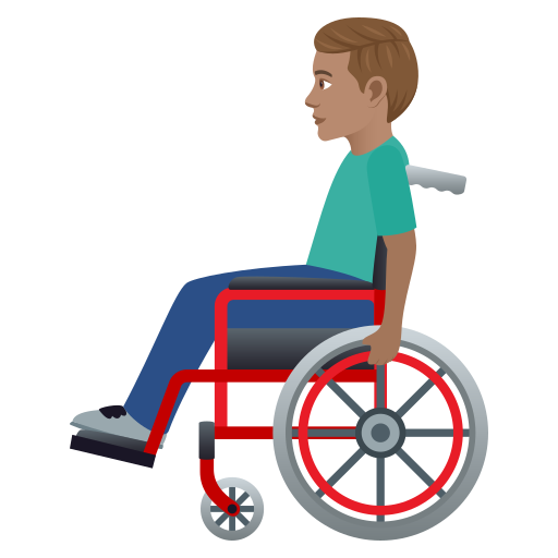 Man In Manual Wheelchair: Medium Skin Tone on JoyPixels