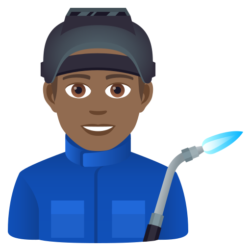Man Factory Worker: Medium-Dark Skin Tone on JoyPixels