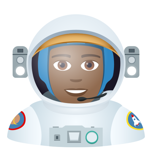 Man Astronaut: Medium-Dark Skin Tone on JoyPixels