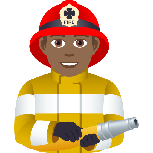 Man Firefighter: Medium-Dark Skin Tone on JoyPixels