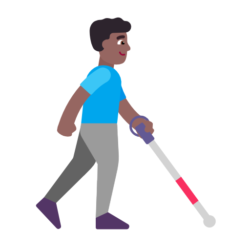 Man With White Cane Facing Right: Medium-Dark Skin Tone on Microsoft Fluent