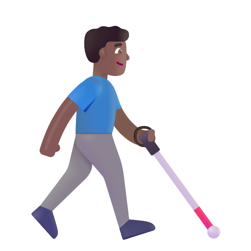 Man With White Cane Facing Right: Medium-Dark Skin Tone on Microsoft 3D
