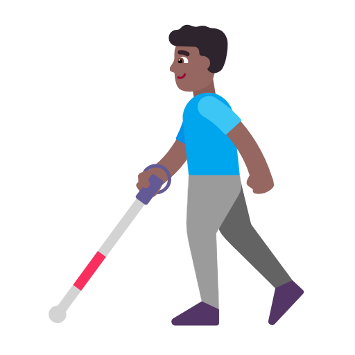 Man With White Cane: Medium-Dark Skin Tone on Microsoft Fluent