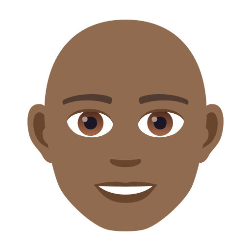Man: Bald: Medium-Dark Skin Tone on JoyPixels