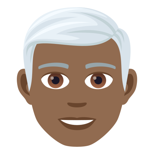 Man: White Hair: Medium-Dark Skin Tone on JoyPixels