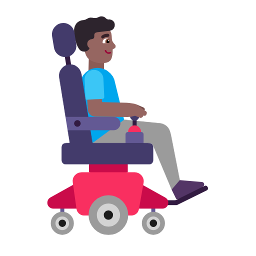 Man In Motorized Wheelchair Facing Right: Medium-Dark Skin Tone on Microsoft Fluent