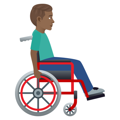 Man In Manual Wheelchair Facing Right: Medium-Dark Skin Tone on JoyPixels