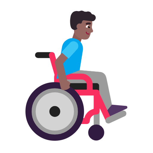 Man In Manual Wheelchair Facing Right: Medium-Dark Skin Tone on Microsoft Fluent