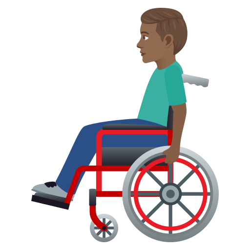 Man In Manual Wheelchair: Medium-Dark Skin Tone on JoyPixels