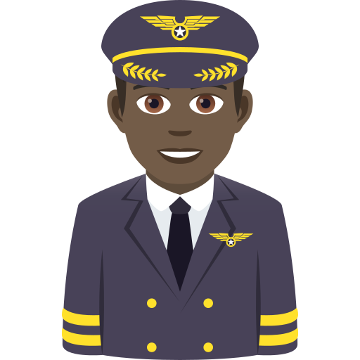Man Pilot: Dark Skin Tone on JoyPixels