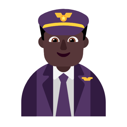 Man Pilot: Dark Skin Tone on Microsoft Fluent