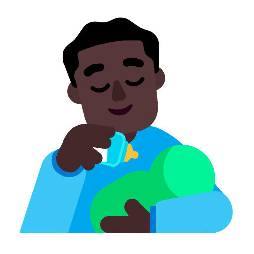 Man Feeding Baby: Dark Skin Tone on Microsoft Fluent