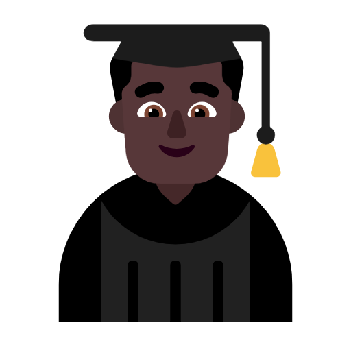 Man Student: Dark Skin Tone on Microsoft Fluent