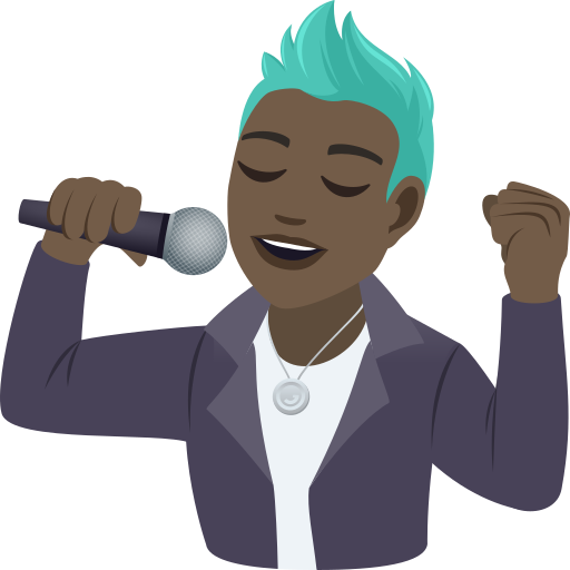 Man Singer: Dark Skin Tone on JoyPixels