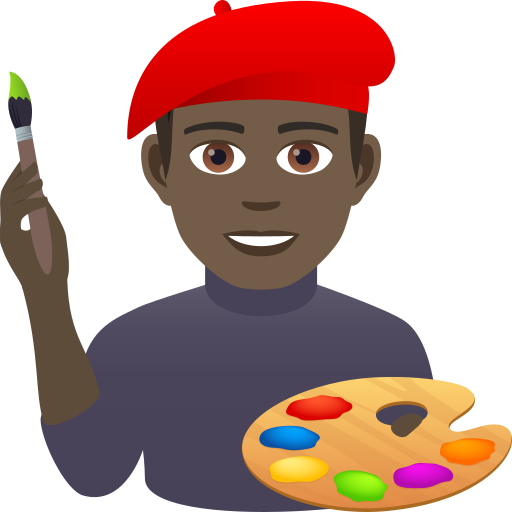 Man Artist: Dark Skin Tone on JoyPixels