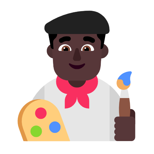 Man Artist: Dark Skin Tone on Microsoft Fluent