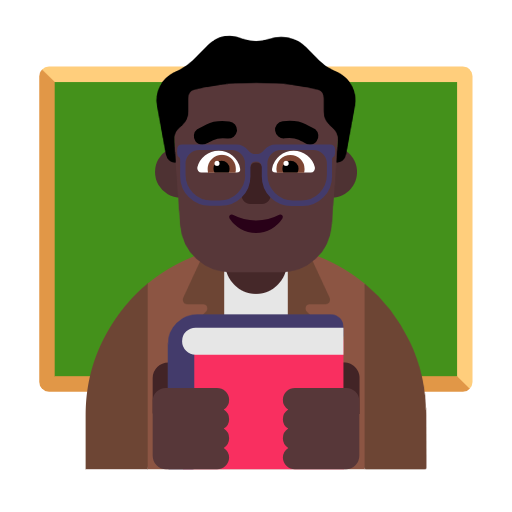 Man Teacher: Dark Skin Tone on Microsoft Fluent